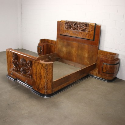 Art Decò Bed Walnut - Italy XIX Century