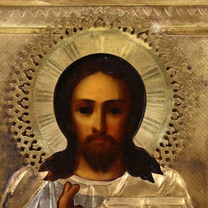 Christ Pantocrator Détrempe sur Bois - Russie XIX Siècle