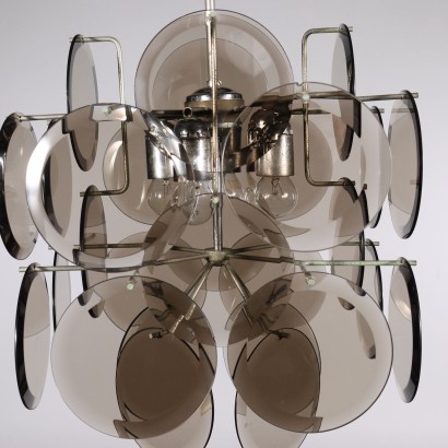 Ceiling Lamp Metal Glass Italy 1970s