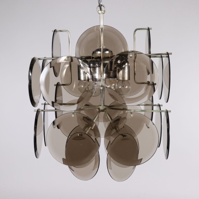 Ceiling Lamp Metal Glass Italy 1970s