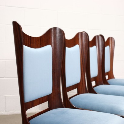 Group of 4 Chairs Mahogany Velvet Italy 1950s