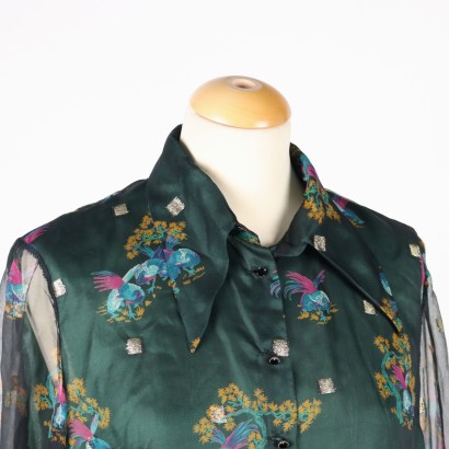 Vintage Shirt Silk - Italy 1940s-1950s Size 14/16