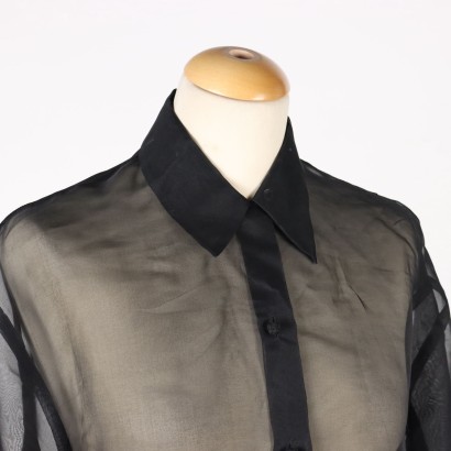 moda vintage, París vintage, Francia vintage, seda vintage, camisa vintage en organza negra