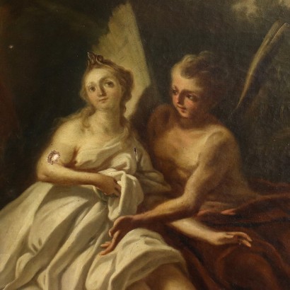 Love and Psyche Oil on Canvas - Italy XVIII-XIX Century