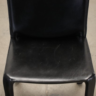 Group of 6 Chairs Cab 412 Chairs Leather Metal Italy 1970s-1980s