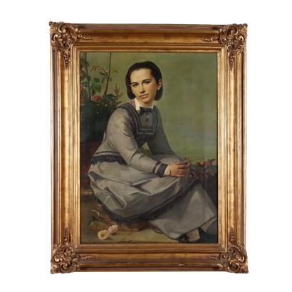 Porträt einer Jungen Frau Öl auf Leinwand - Italien XIX Jhd