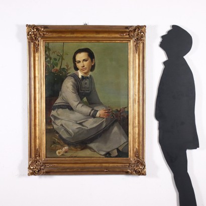 Porträt einer Jungen Frau Öl auf Leinwand - Italien XIX Jhd