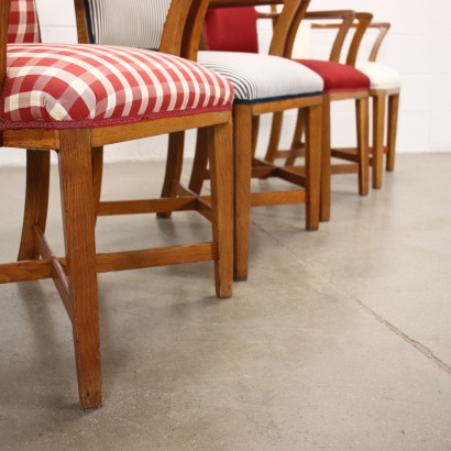 Group of 4 Armchairs Oak Italy 1950s