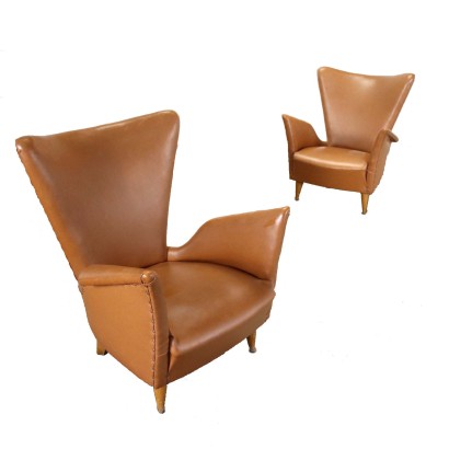 Pair of Armchairs Fake Leather Italy 1950s