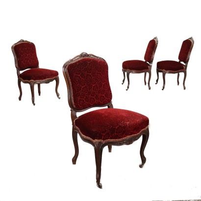 antiguo, silla, sillas antiguas, silla antigua, silla italiana antigua, silla antigua, silla neoclásica, silla del siglo XIX, Grupo de cuatro sillas Louis Philippe