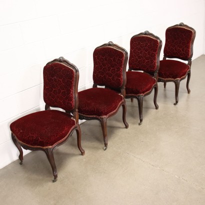 antiguo, silla, sillas antiguas, silla antigua, silla italiana antigua, silla antigua, silla neoclásica, silla del siglo XIX, Grupo de cuatro sillas Louis Philippe