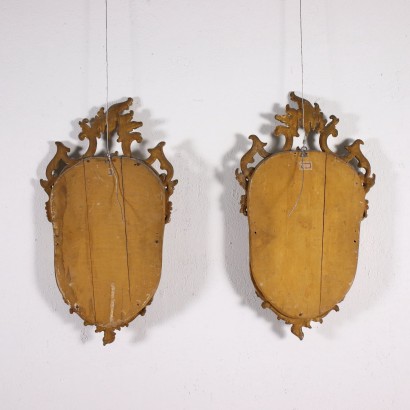 Paar Fächer im Rokoko-Stil Holz Italien XIX Jhd