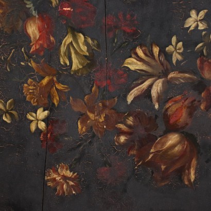 Guirlande de Fleurs Huile sur Table - Italie XIX Siècle