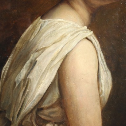 Portrait Feminin Huile sur Toile Italie XIX Siècle