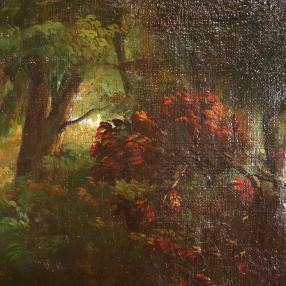 Landschaft mit Figuren Öl auf Leinwandkarton Frankreich XIX Jhd