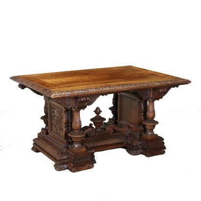 Neo-Renaissance Style Table Walnut Italy XX Century