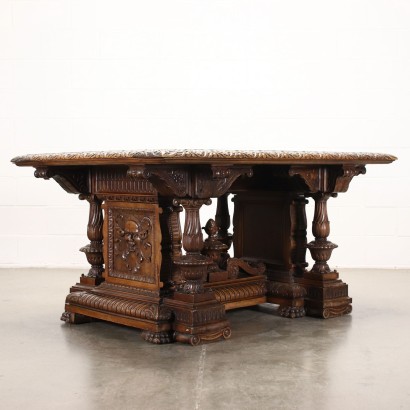 Neo-Renaissance Style Table Walnut Italy XX Century