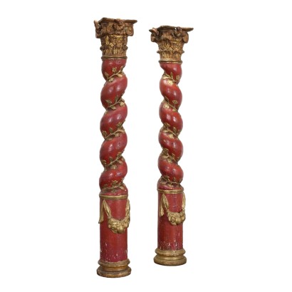 antigüedades, columna, antigüedades de columna, columna antigua, columna italiana antigua, columna antigua, columna neoclásica, columna del siglo XIX, par de columnas torcidas