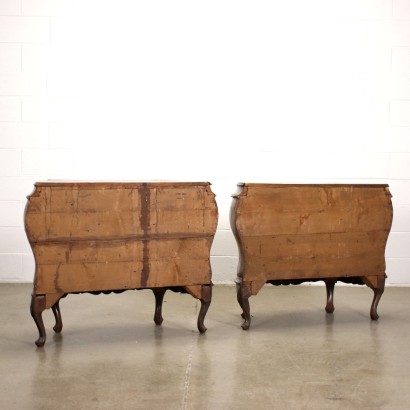 Pair of Rococo Chest of Drawers Walnut Italy XX Century