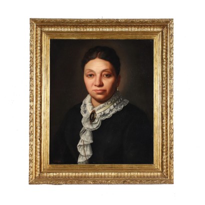 Portrait Feminin Huile sur Toile XIX Siècle