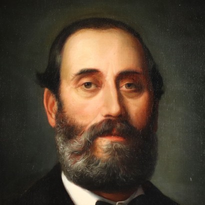 Male Portrait Oil on Canvas France XIX Century
