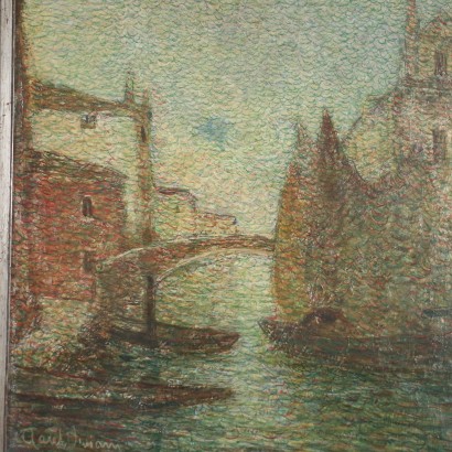 Raoul Viviani, Glimpse of the canal with boats, Raul Viviani, Raul Viviani, Raul Viviani, Raul Viviani