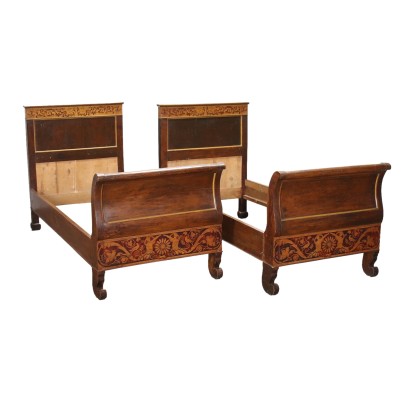 Pair of Charles X Beds Maple Italy XIX Century