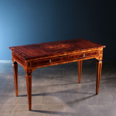 Writing Desk Neoclassical Maple Walnut Italy 19th Century