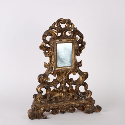 Barocker Stützrahmen mit Spiegel Holz Italien XVIII Jhd