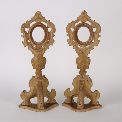 Pair of Carved Wood Reliquary Holders Italy XVIII Century