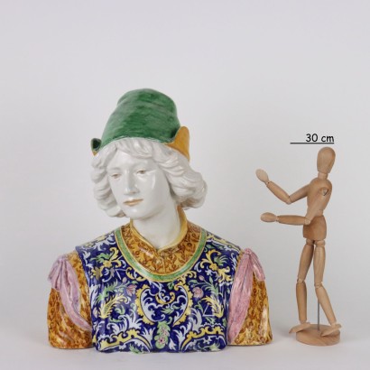 A. Minghetti Büste eines Adligen Keramik Italien XIX Jhd
