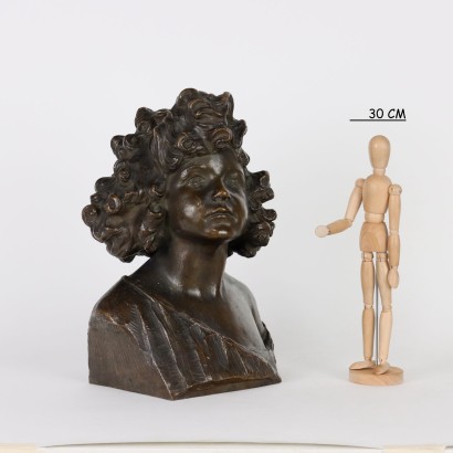 Buste d\'une Jeune Fille Art Nouveau Bronze Italie XIX-XX Siècle