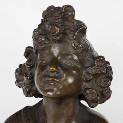 Buste d\'une Jeune Fille Art Nouveau Bronze Italie XIX-XX Siècle