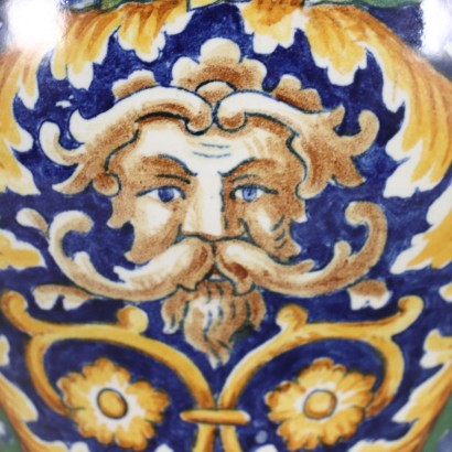 Paar Neo-Renaissance Stil Vasen Majolika Italien XIX-XX Jhd