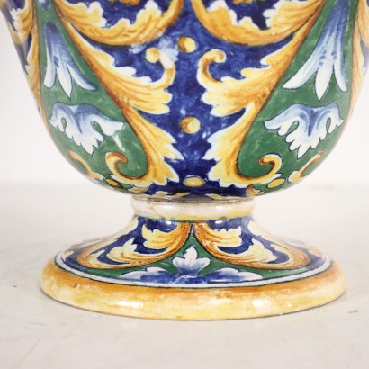 Paar Neo-Renaissance Stil Vasen Majolika Italien XIX-XX Jhd