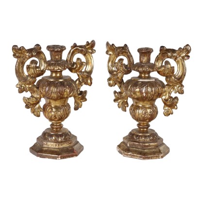 Pair of Baroque Palm-Holder Vases Wood Italy XVIII Century