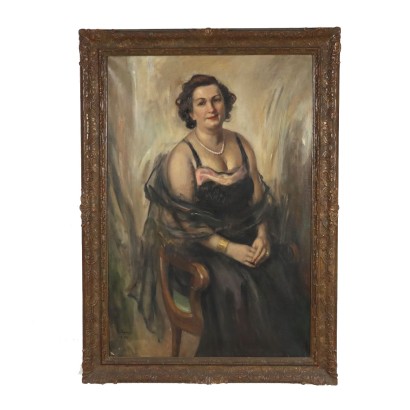 Ancient Painting '900 G. Mascarini Female Portrait Oil on Canvas