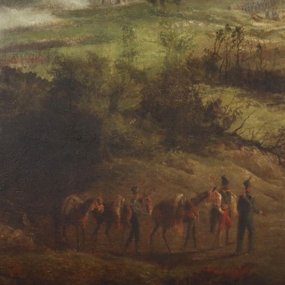 Scene from the Carlist Battle Oil on Canvas Italy XIX Century