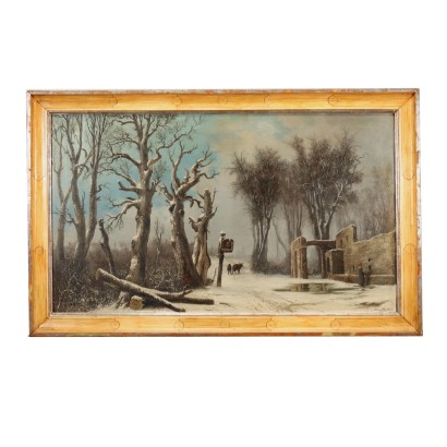 Antique Painting Mentore Silvani Oil on Canvas Italy 1872