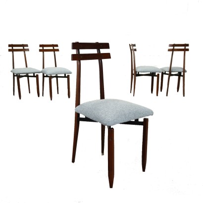 Gruppe von 5 Stühlen Esche Italien 1960er