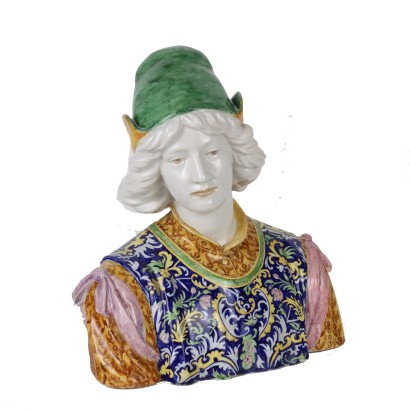 Buste d'un Noble A. Minghetti Céramique Italie XIX Siècle