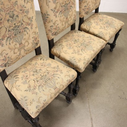 antigüedad, silla, sillas antiguas, silla antigua, silla italiana antigua, silla antigua, silla neoclásica, silla del siglo XIX, Grupo de sillas de carrete barrocas