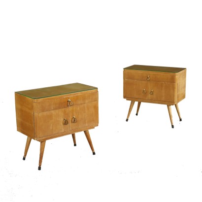 Pair of Bedside Tables Beech Italy 1950s