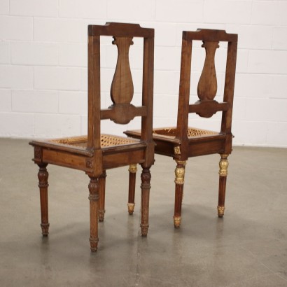 antigüedades, silla, sillas antiguas, silla antigua, silla italiana antigua, silla antigua, silla neoclásica, silla del siglo XIX, Grupo de sillas de cerezo neoclásicas