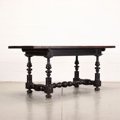 Antik, Tisch, antiker Tisch, antiker Tisch, antiker italienischer Tisch, antiker Tisch, neoklassizistischer Tisch, Tisch aus dem 19. Jahrhundert, barocker Walnuss-Spulentisch