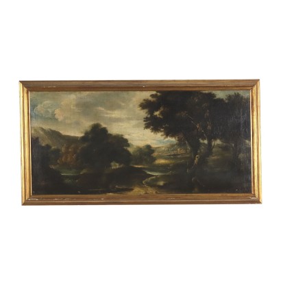 Countryside Landscape Oil on Canvas Italy XVIII-XIX Century