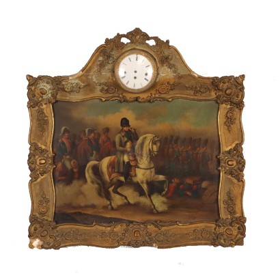 Picture with Wall Clock Wood Central Europe XIX Century