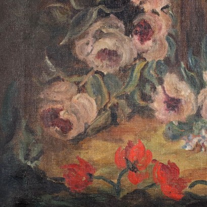 Floral Composition Oil on Canvas Italy XIX Century