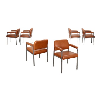Group of 6 Chairs Metal Italy 1970s