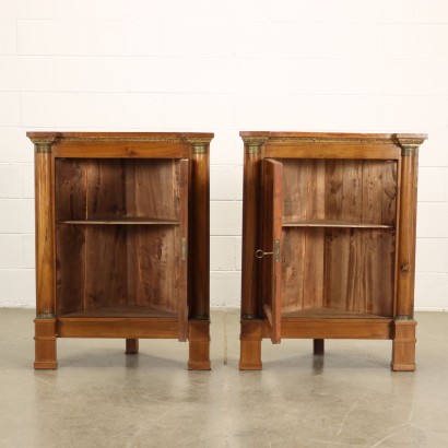 Pair of Corner Cabinets Walnut Italy XX Century